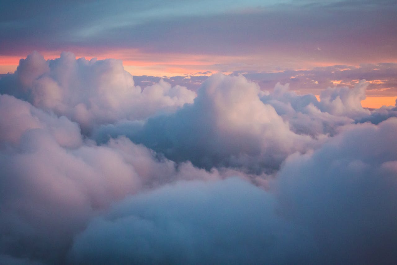 Captivating sunset cloudscape with pink and blue hues in Bo-Karoo, South Africa.